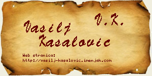Vasilj Kasalović vizit kartica